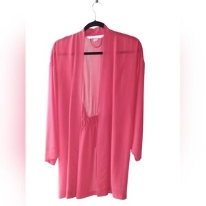 Victoria's Secret Vibrant Red Robe/Kimono One Size Very Sheer Pockets Belted